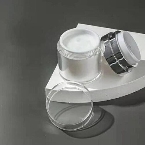 50pcs 15g 30g 50g silver Empty Acrylic Cream Jars Cans Pot Top Press Style Vacuum Bottle Sample Vials Airless Cosmetic Container