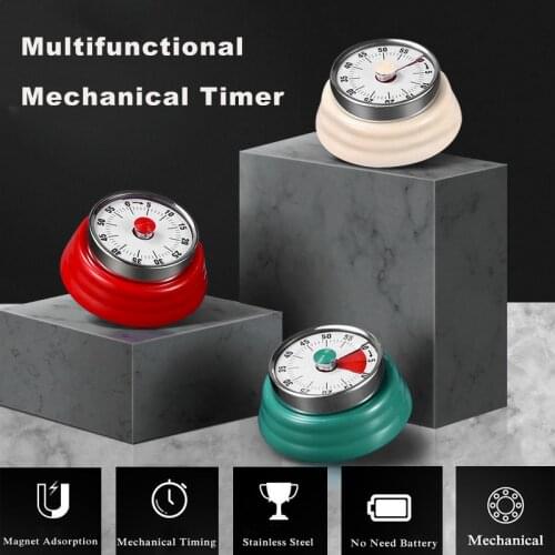 60 min Stainless Steel Mechanical Kitchen Timer Magnetic Creative Multifunctional Countdown Cooking Clock Alarm Time Reminder