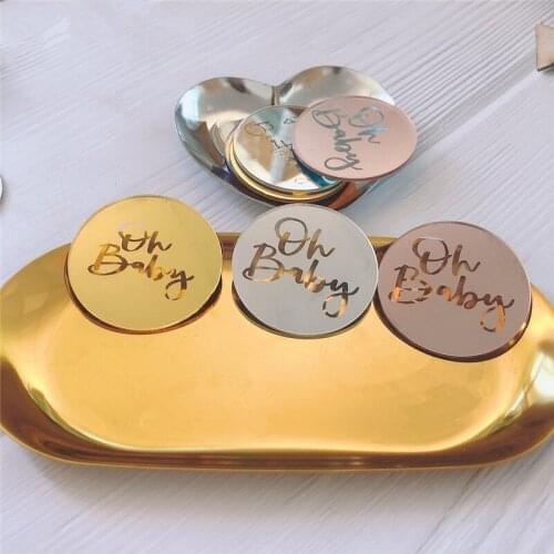 Baby Shower Decorations Acrylic Oh Baby Cakecup Topper Birthday Party Decorations Cake Topper Baking Cake Decoration Tools 1pcs