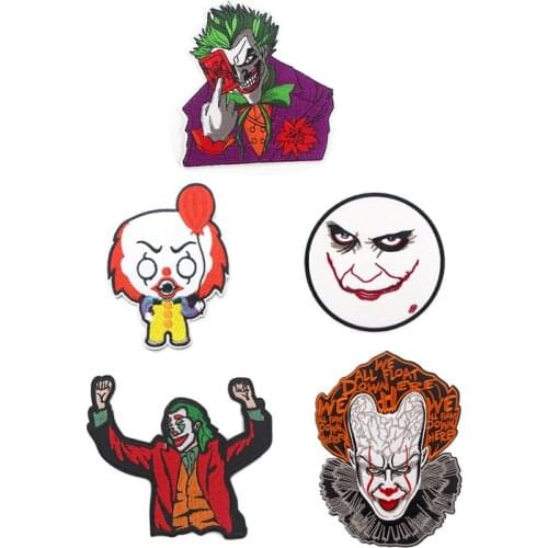 New Horror Joker Patch Iron on Embroidery Patch Movie Figure Sewing Applique Patches Cool Clothing Accessories Diy Patch