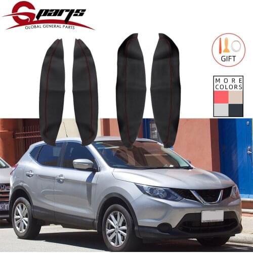 Car Armrest Microfiber Leather Cover Door Handle Panel Protective Trim with Mount Fittings For Nissan QASHQAI J10 2007 - 2015