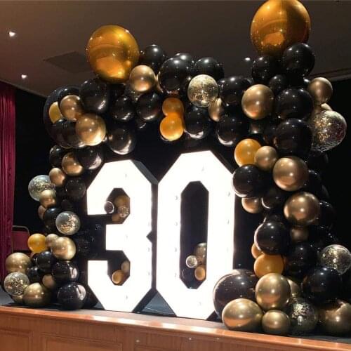 Black Gold Balloons Birthday Party Garland Arch Kit Decorations Birthday Baby Shower Wedding Graduation Anniversary 5/10/12Inch