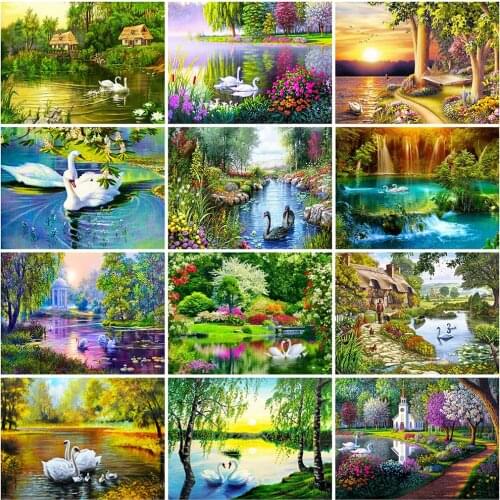 Evershine 5D DIY Diamond Embroidery Swan Pictures Of Rhinestones Diamond Painting Animals Full Square Cross Stitch Home Decor