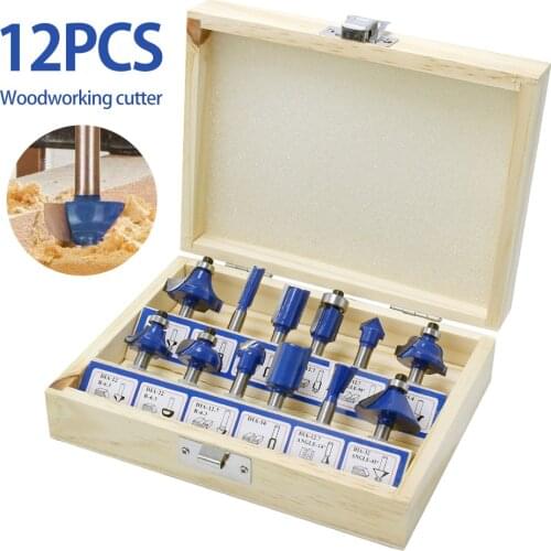 12pcs 1/2" Shank Carbide Router Bit Trimming Straight Milling Cutter Wood Bits Tungsten Carbide Cutting Woodworking Cutter Tools