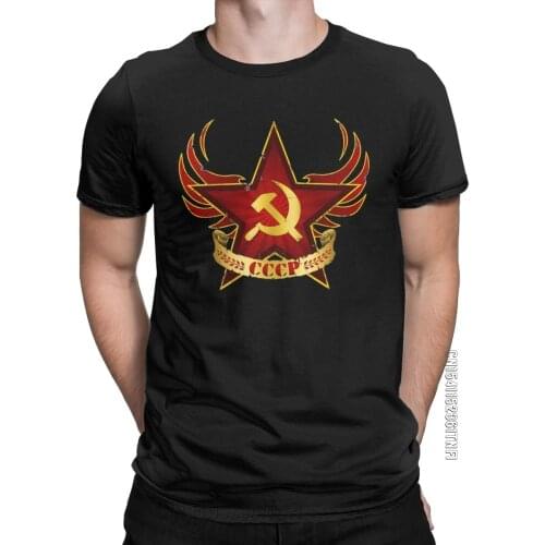 CCCP Army Soviet Mens T Shirts Awesome Tees Classic Short Sleeve Crew Neck T-Shirts Pure Cotton Big Size Clothing