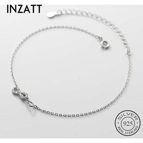 INZATT Real 925 Sterling Silver Zircon Infinity Anklet For Fashion Women Party Bohemian Fine Jewelry Minimalist Accessories Gift