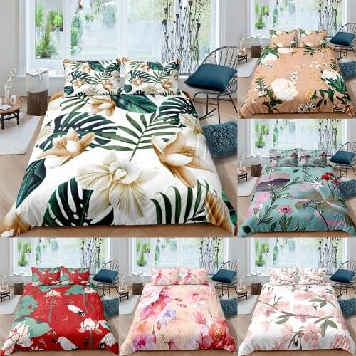 Flowers Delicate Pattern Bedding Set 3D Print Duvet Cover Bedclothes 2/3pcs Home Textiles High Quality Bedspread Queen King Size