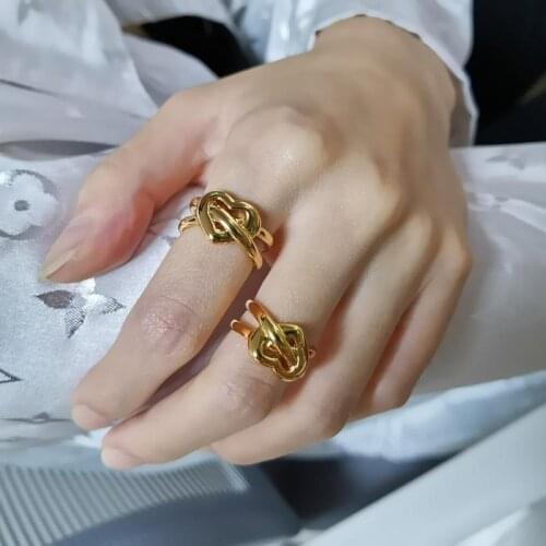 Brass Heart Band Statement Rings Women Jewelry Punk Party Designer Runway T show Club Cocktail Party Boho Japan Korean Ins