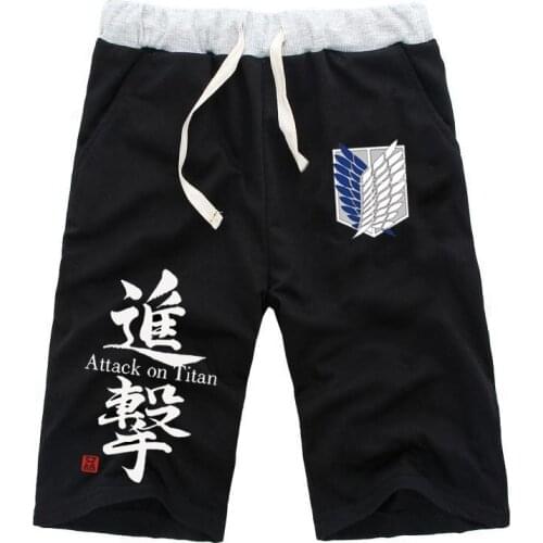 2019 Mens Leisure Anime Attack on Titan Short Pants Jogger Fitness Knee Length Trousers Men Boys Sports Breathable Pants