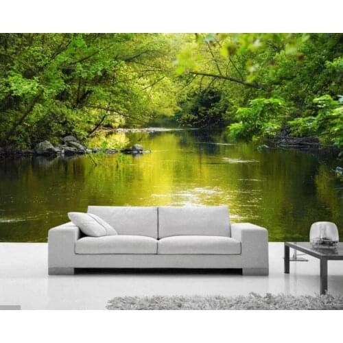 3D Green Forest Ravine Stream Wall Murals for Living Room Landscape Wallpaper Mural Wall Paper Roll 3D Printed Photo Wallpapers