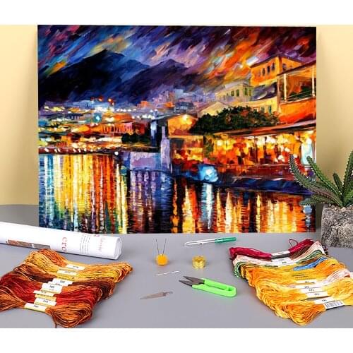 Naples Vesuvius Printed 11CT Cross Stitch Embroidery Full Kit DMC Threads Sewing Hobby Handicraft Handiwork Jewelry Needle