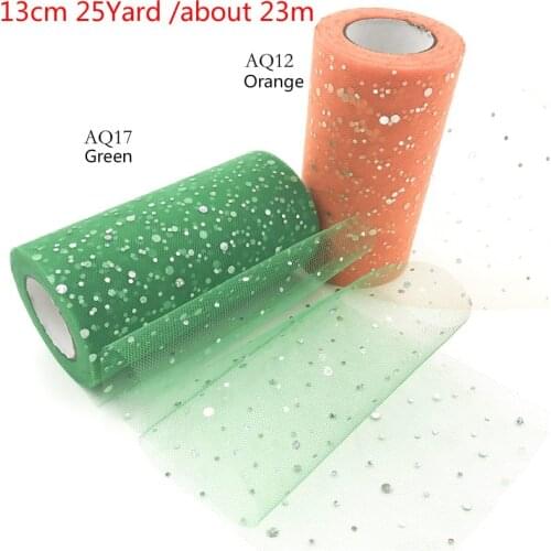 New Glitter Sequin Tulle Roll 13cm 25yards Roll Fabric Spool Tutu Gift Wrap New Year Christmas Party Birthday Wedding Decoration