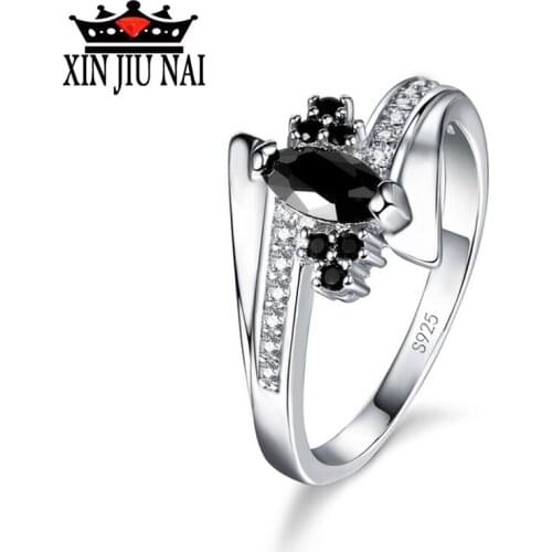 Charming Obsidian Princess ring high quality zircon CZ lady ring party / wine party jewelry fashion gift elegant Womens Ring