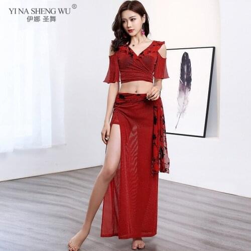 Belly Dance Clothing Female Practise Suits Sexy Oriental Dance Costumes Long Dress Women Girl Bellydance Skirt 2 pcs Set Adult