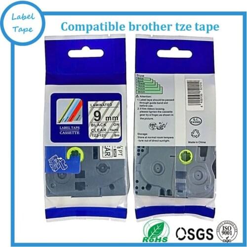 P-touch tape Compatible TZ-121 black on clear TZe 121 laminated label tapes