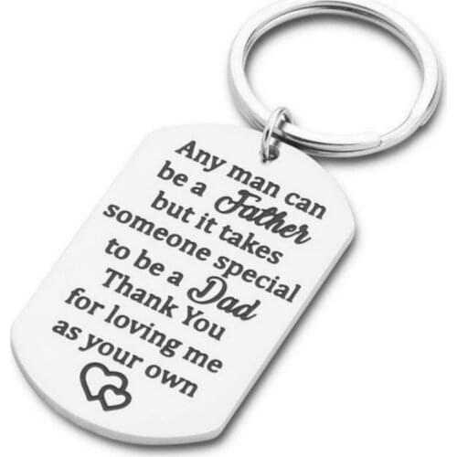 Step Fathers Day Gift Keychain for Dad From Daughter Son Any Man Can Be A Father Keyring Birthday Wedding Gifts for Stepdad Men
