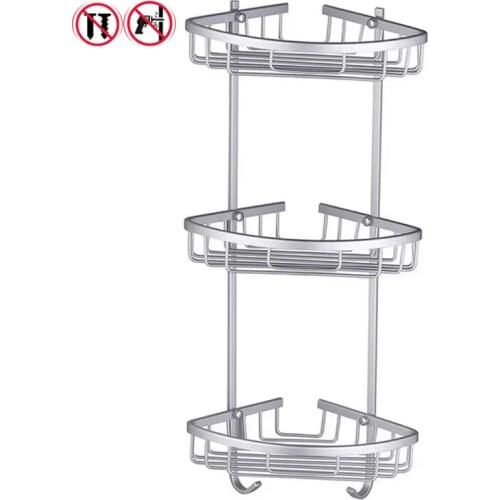 Bathroom shelf free punching bathroom vanity triangle storage shelf kitchen wall hanging bathroom suction wall