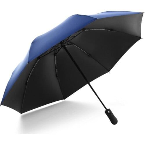 Fully Automatic Folding Reverse 3 Folding Umbrella Car Anti-receipt Umbrella Black Coating Sunshade Sun Umbrella