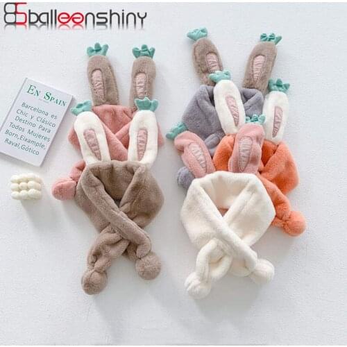 Balleenshiny Lovely Newborn Baby Scarf Childrens Warm Scarf With Thick Rabbit Ears for Autumn Winter Kids Scarf for Girl Boy