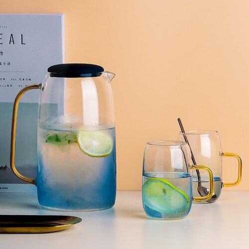 Glass Cold Water Bottle High Borosilicate Glass 1550ml Glass Pitcher Kettle Teapots For Tea Fruit Juice Lemon