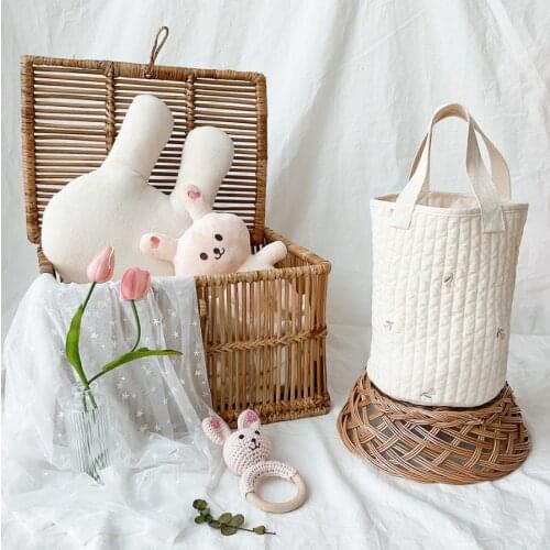 Baby bottle bag diaper bags embroidery portable bucket bag lunch bag mommy bag baby stroller storage bag Cotton Crib Organizer