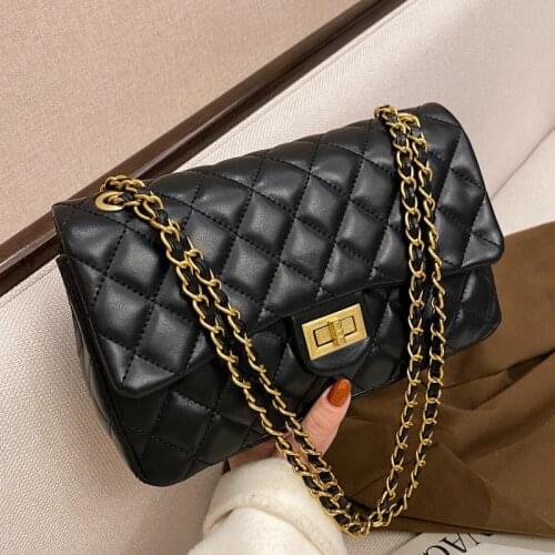 Diamond Lattice Shoulder Handbags for Women Luxury Leather Tote Bag Chain Quilted Crossbody Bag Ladies Plaid Flap Messenger Bags