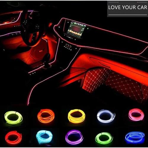 EL Wire Car Interior Atmosphere Ambient Light Tube LED Strip Flexible Neon Lamp Glow String Light For Car Decoration Car Styling