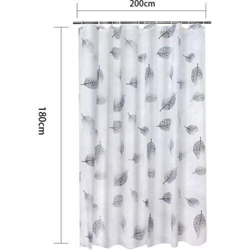 Waterproof PEVA Shower Curtain Gray Leaves Modern 3D Printing Bath Curtain Romantic Art For Bathroom Shower Room With 12 Hooks