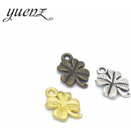 YuenZ 4 colour 25pcs Antique silver color Charms lucky four leaf clover Making pendant fit DIY Handmade Jewelry 17*11mm Q404