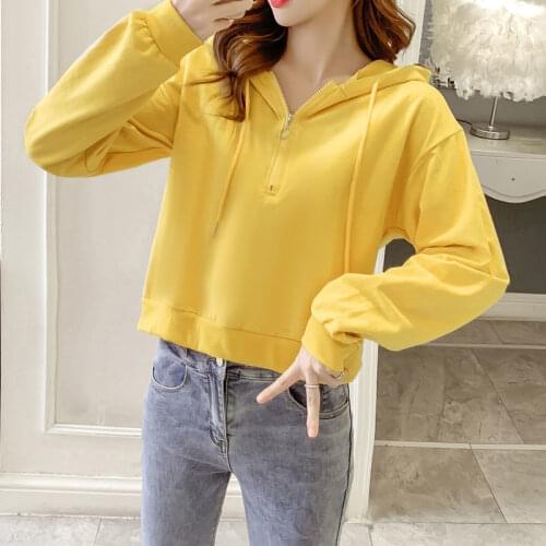Spring Autumn Style Womens Cotton Hoodies Zipper Solid Color Draw String Long Sleeve Casual Sweet Sweatshirts AA4160