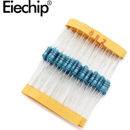 100pcs/lot 0.5W 1 ohm 1% Metal film resistor 1/2W resistance 8.2R Electronic resistors