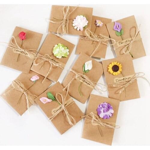 20pcs DIY Paper Handmade Dry Flower Invitation Greeting Card with Envelope Christmas Wedding favors (Random Pattern)