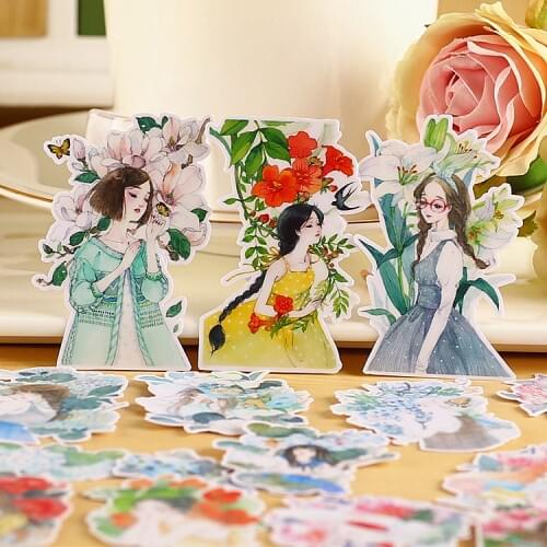 20pcs Creative cute kawaii self-made fashion flowers girl scrapbooking stickers /decorative sticker /DIY craft photo albums