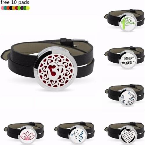 30mm Diffuser Perfume Aroma Essential Oil Bracelet free pads 6 color copy Leather Wristband can choose