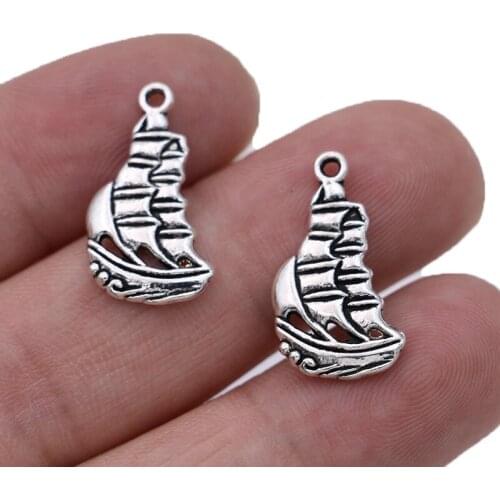 30Pcs Tibetan Silver Plated Boat Charms Pendants for Jewelry Making Bracelet Earrings Necklace DIY Accessories Craft