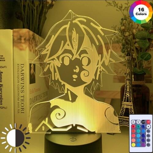 3D Acrylic NightLightLamp Manga The Seven Deadly Sins Gadget for Home ROOM Decorative Light Meliodas Figure Kids Table Lamp Gift