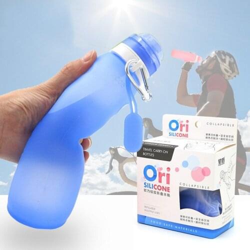 400ml 600ml collapsible silicone kettle portable water bottle hook leakproof outdoor sports collapsible kettle leak proof