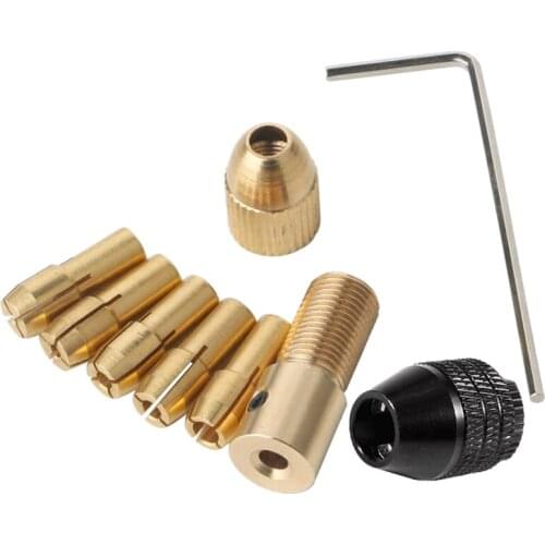 9 Pieces 0.5-m Drill Chuck Collets Set with 3.17mm Chuck Clamp for Drill Folder Copper Cap Axis Drill Collet Tool Kit Promotio
