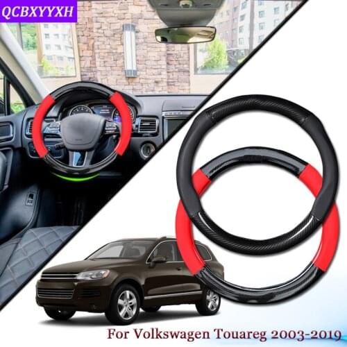 Car Carbon Fiber Leather Car Steering Wheel Cover Car Steering-wheel Hubs Automobiles Accessory For Volkswagen Touareg 2003-2019
