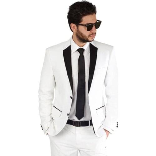 White Prom Dresses Groom Tuxedos Mans Suits For Wedding Mans Dinner Suits Party Suits Custom Made 2 Piece Suits(Jacket+Pants)