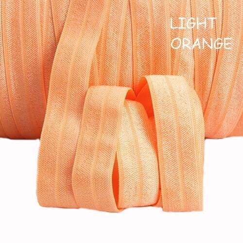 Free shipping solid foe in light orange, 50 yards per lot 5/8" elastic ribbon for hair accessories, 100 colors foe in stock