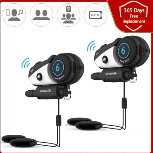 English Version Vimoto V6 Motorcycle Helmet Headset Bluetooth Stereo Headphone Multipoint Connection BT Interphone