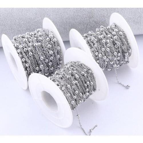 10meters/roll stainless steel ball beaded chain for jewelry making diy bracelet necklace chains