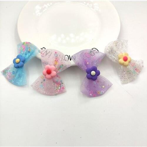 20Pcs/Lot 5*6cm Sequin Glitter Bowknot Appliques For Children Headwear Hair clip Accessories And Garment Patches