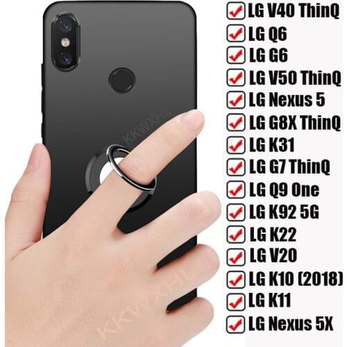 For LG V40 V50 G8X G7 ThinQ Q6 Q6α Nexus 5 5X K31 LG Q9 One K92 5G K22 V20 K11 K10 2018 Back Ring Holder Bracket Case Soft Cover