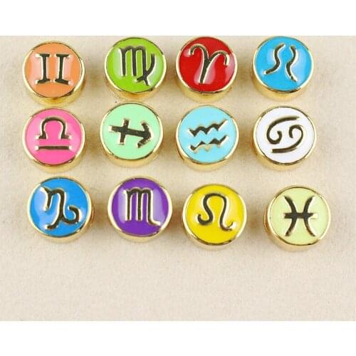 10mm 30pcs/lot Lovely Twelve Zodiac shape enamel beads!!!Colorful plated enamel charm, jewelry making component wholesale