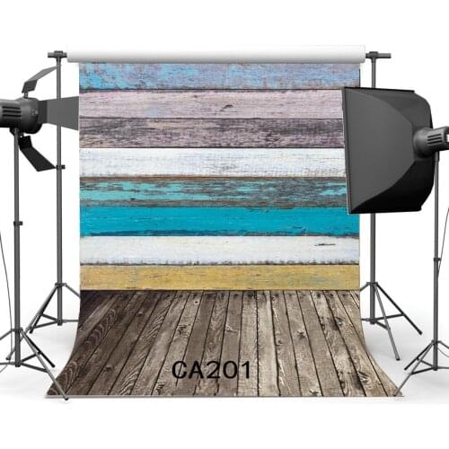 5x7ft Photography Backdrop Wreathered Painted Wood Plank & Nostalgia Stripe Wooden Floor Toddlers Portraits Background