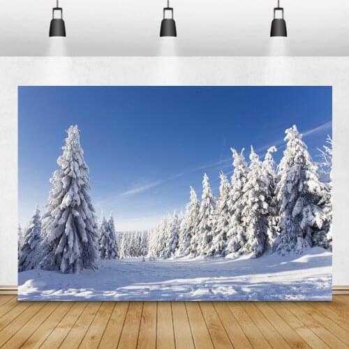 Winter Snow Pine Forest Photo Backdrop Natural View Blue Sky Child Portrait Photography Background For Photo Studio Photocall