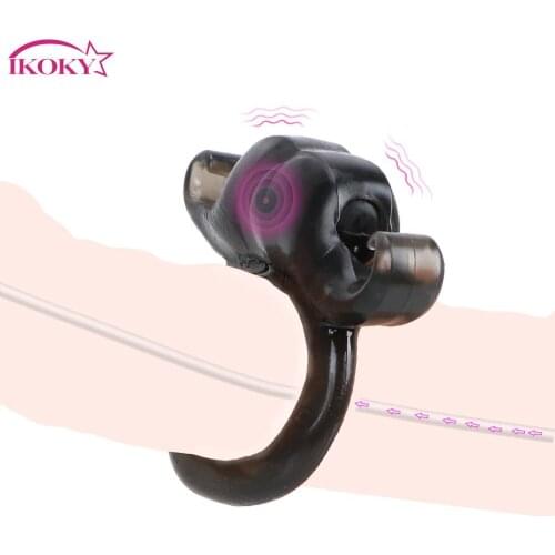 IKOKY Cock Rings Silicone Adult Product Vibrating Penis Rings Delay Ejaculation Sex Toys for Men