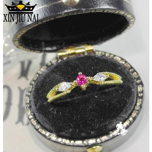 Elegant Noble 18K Gold White Red Cubic Zirconia Womens Finger ruby Rings For Birthday Party Classic Rings Surround Jewelry